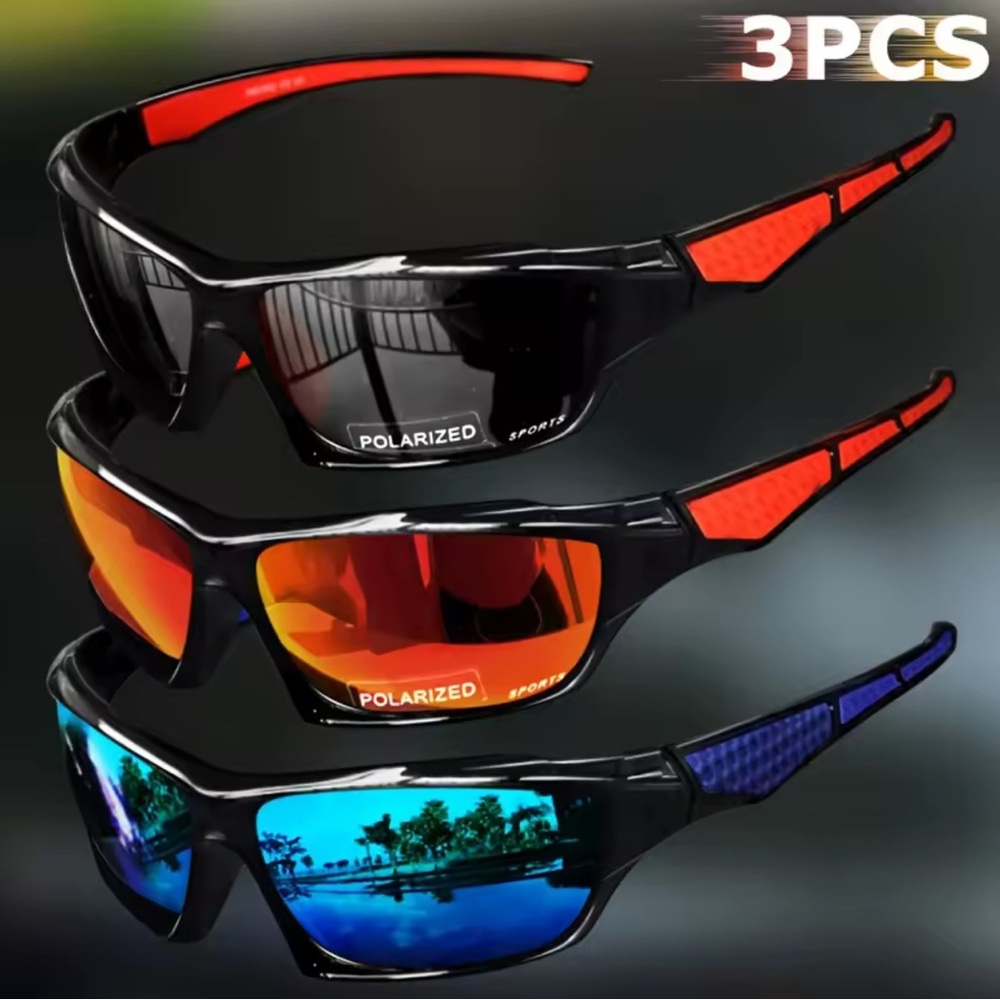 3PCS Polarized Sports Sunglasses Men Women Fishing Running Cycling UV400 Shades